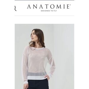 New $248 ANATOMIE Emma Open Knit Pullover Top In Color: White